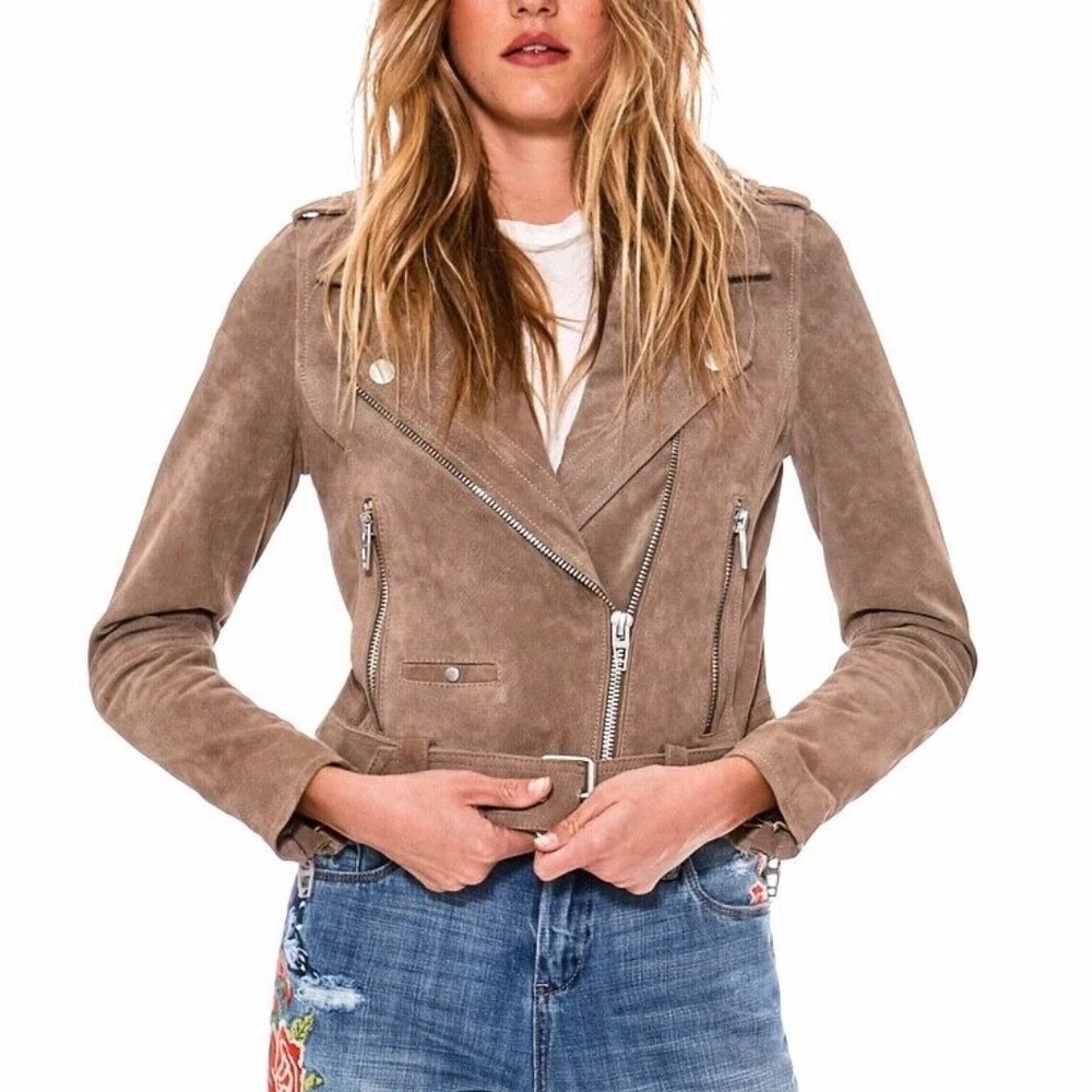 Blank NYC Women’s Suede Moto Jacket Sand Stoner Sz M $ 198 BlankNYC